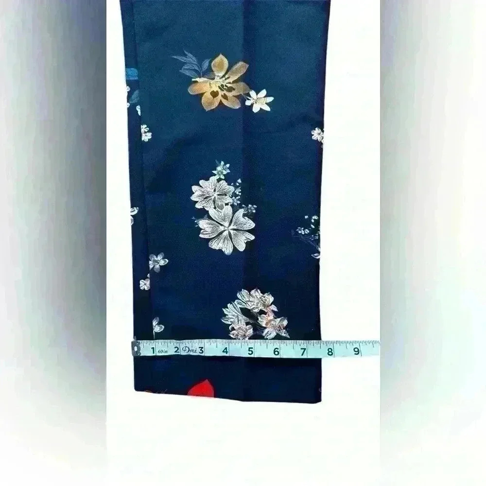 Cynthia Rowley Women Pants Straight Floral Flower Dress Career Black Size 12 - Picture 10 of 10